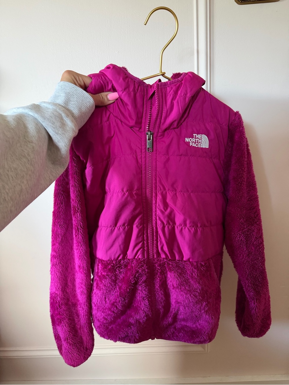 the north face girls soft fleece and puffer jacket